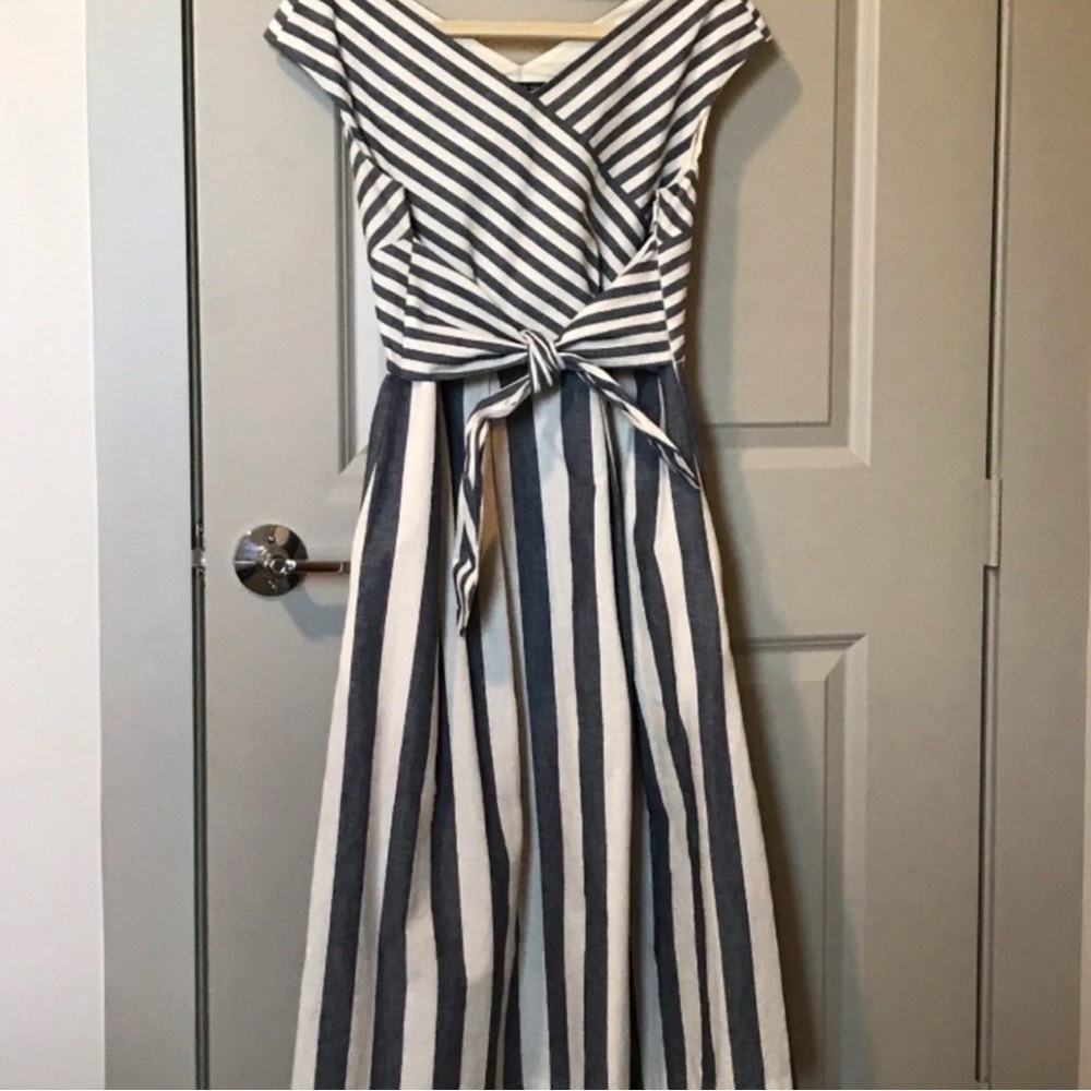 Lafayette 148 Multi-Striped Amelia Midi Dress Size M MSRP $998